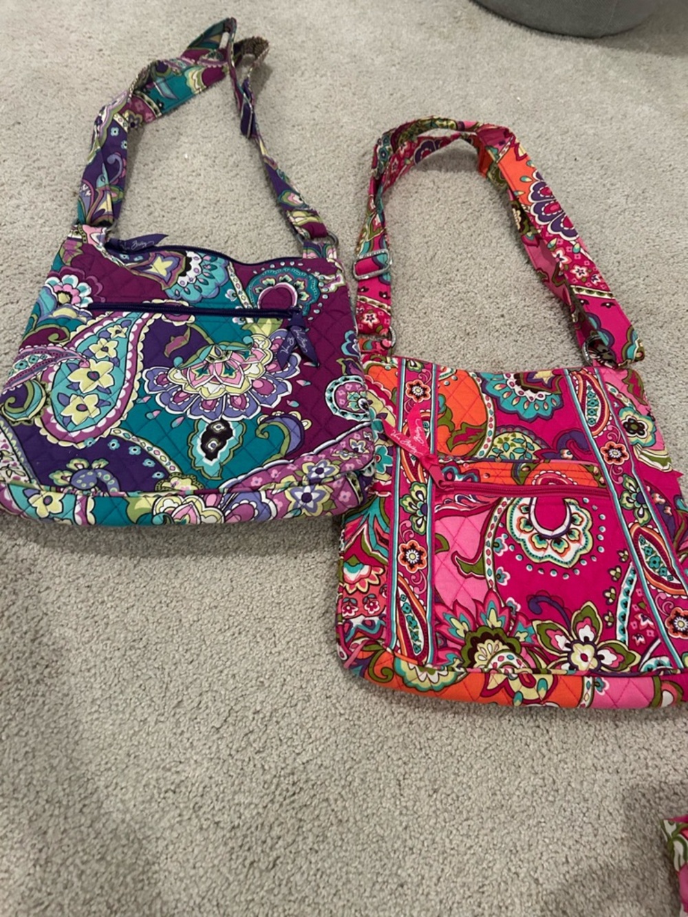 Vera Bradley Purple Teal & Hot Pink Orange Paisley Crossbody Duo